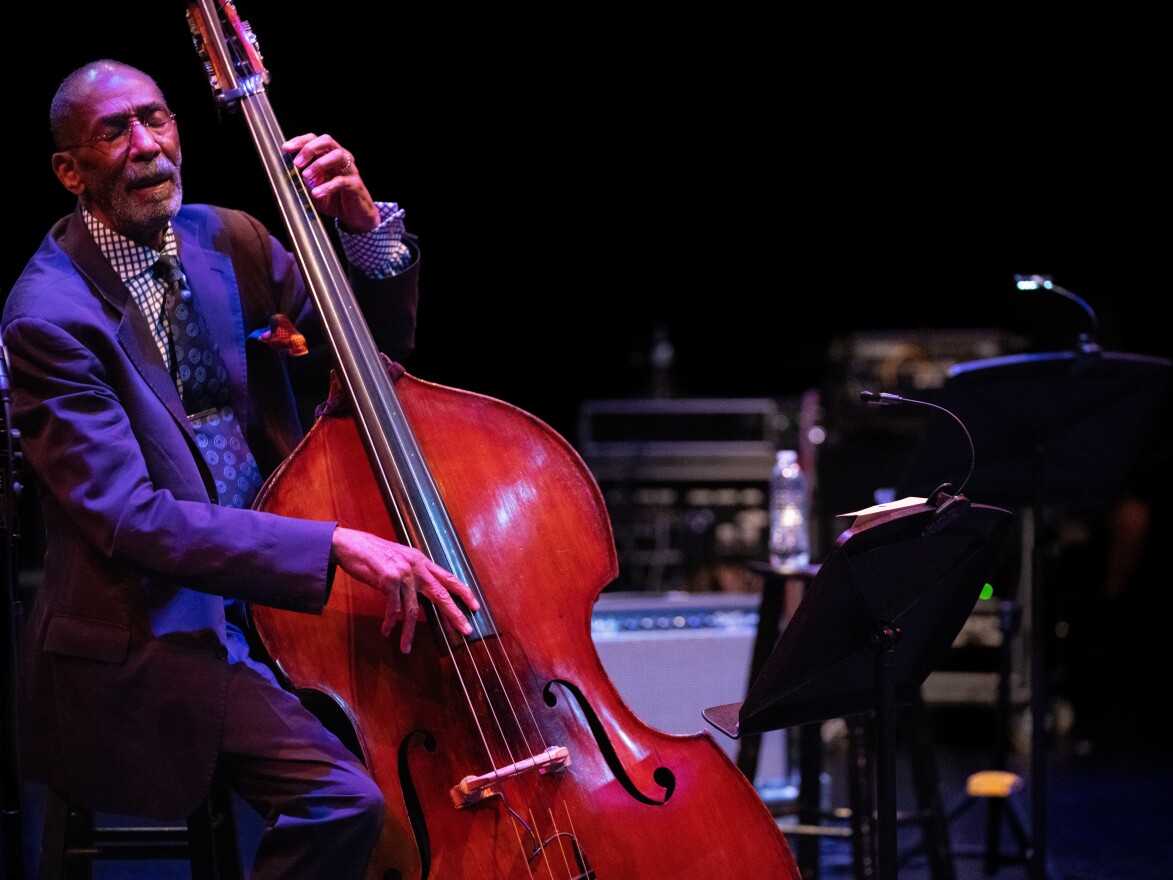 Bassist Ron Carter performs with his trio at the Arena Stage during the DC JazzFest in Washington, D.C. Notably missing, to Carter’s right, was guitarist Russell Malone, who died the week prior.