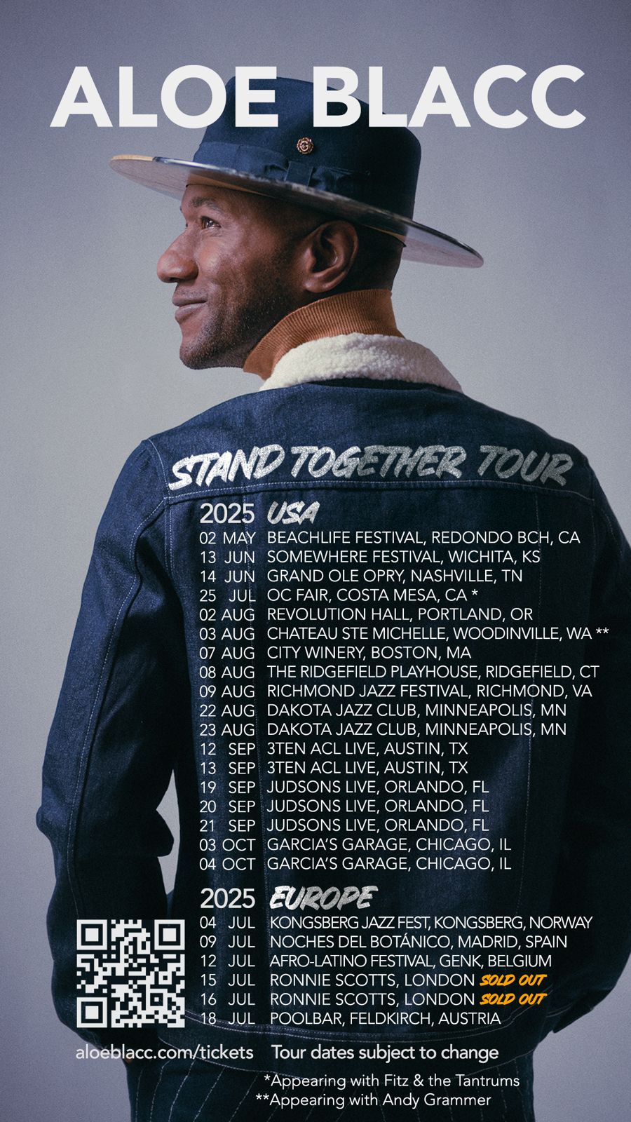 Aloe Blacc 'Stand Together Tour' 2025 dates Aloe Blacc 'Stand Together Tour' 2025 dates